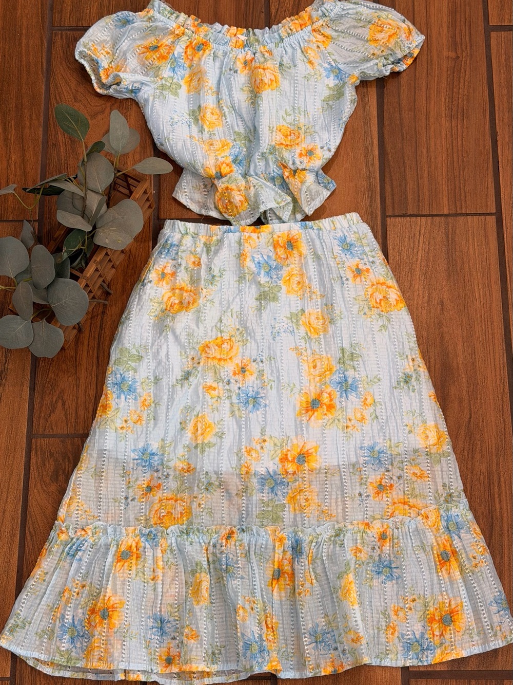 Girls Floral Two-Piece Dress Set